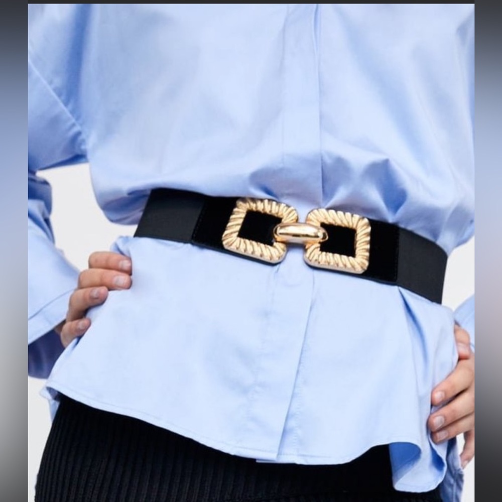 Zara Golden Buckle Elastic Belt